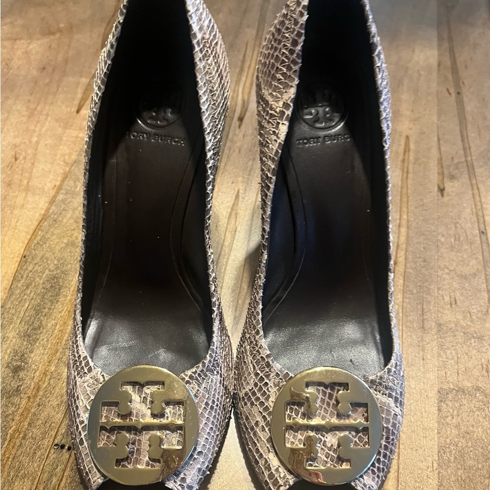 Tory Burch Snakeskin Wedge Peep-Toe - beautiful!